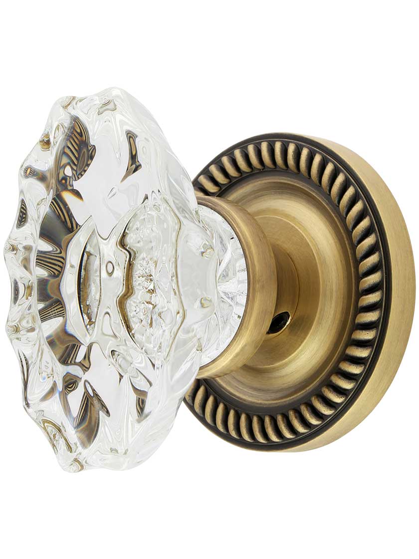 Charleston Rosette Door Set With Fluted Oval Crystal Glass Knobs